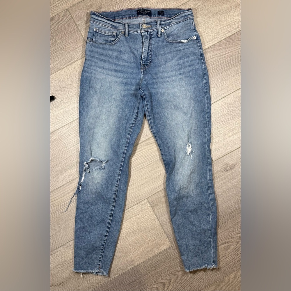 Lucky Brand Jeans Women's Size 10/30 Frayed Raw Hem Super Skinny Curved Mid Rise